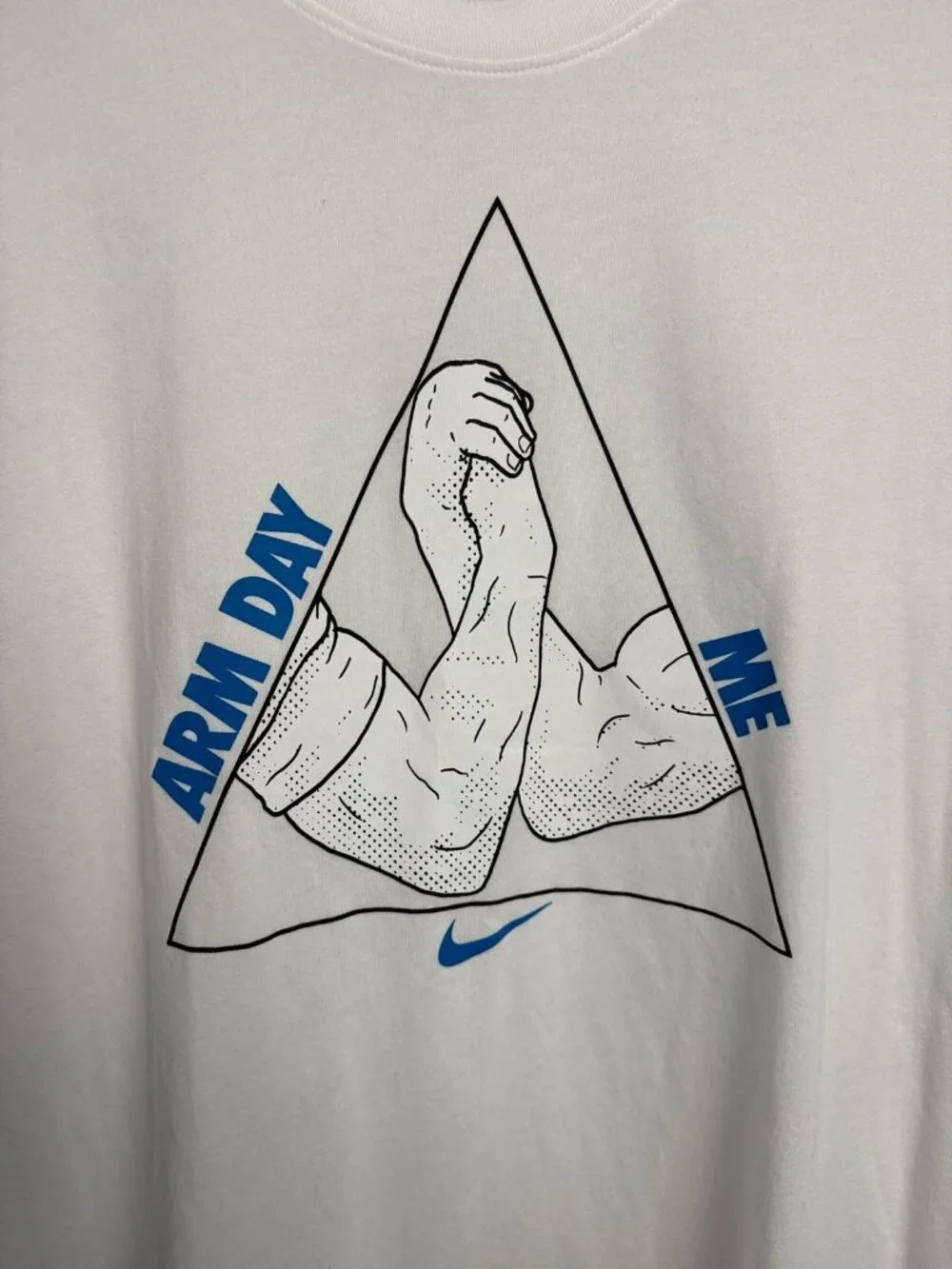 Nike Dri fit white arm day graphic tee activewear medium oversized crewneck